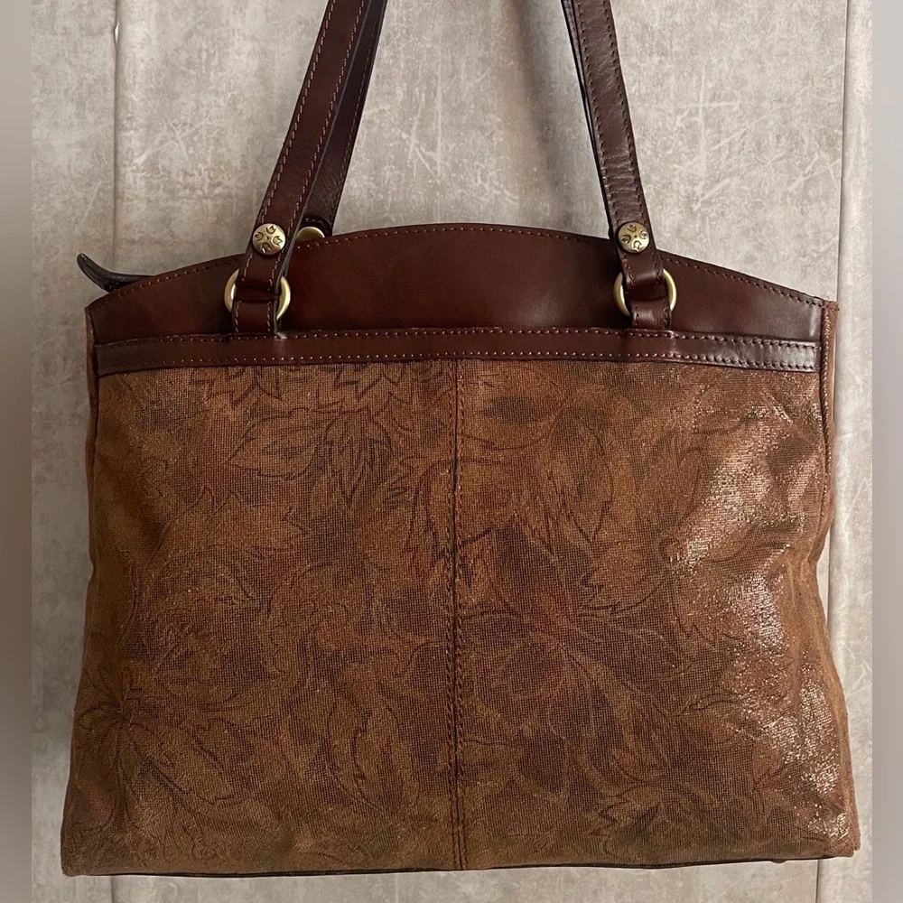 Patricia Nash Poppy Tote Peruvian Tooling Nappa Etched Floral Brown Shoulder Bag
